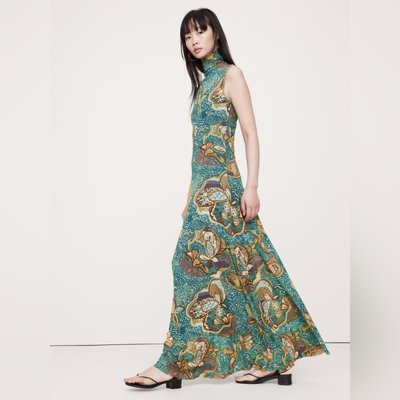 NWT! Banana Republic Bubbles Teak Mesh Maxi Dress - Size XXS
